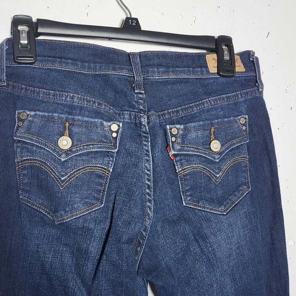 Levi's Womens 505 Straight Leg Dark Wash Mid Rise‎ Denim Blue Jeans 27/30 Casual